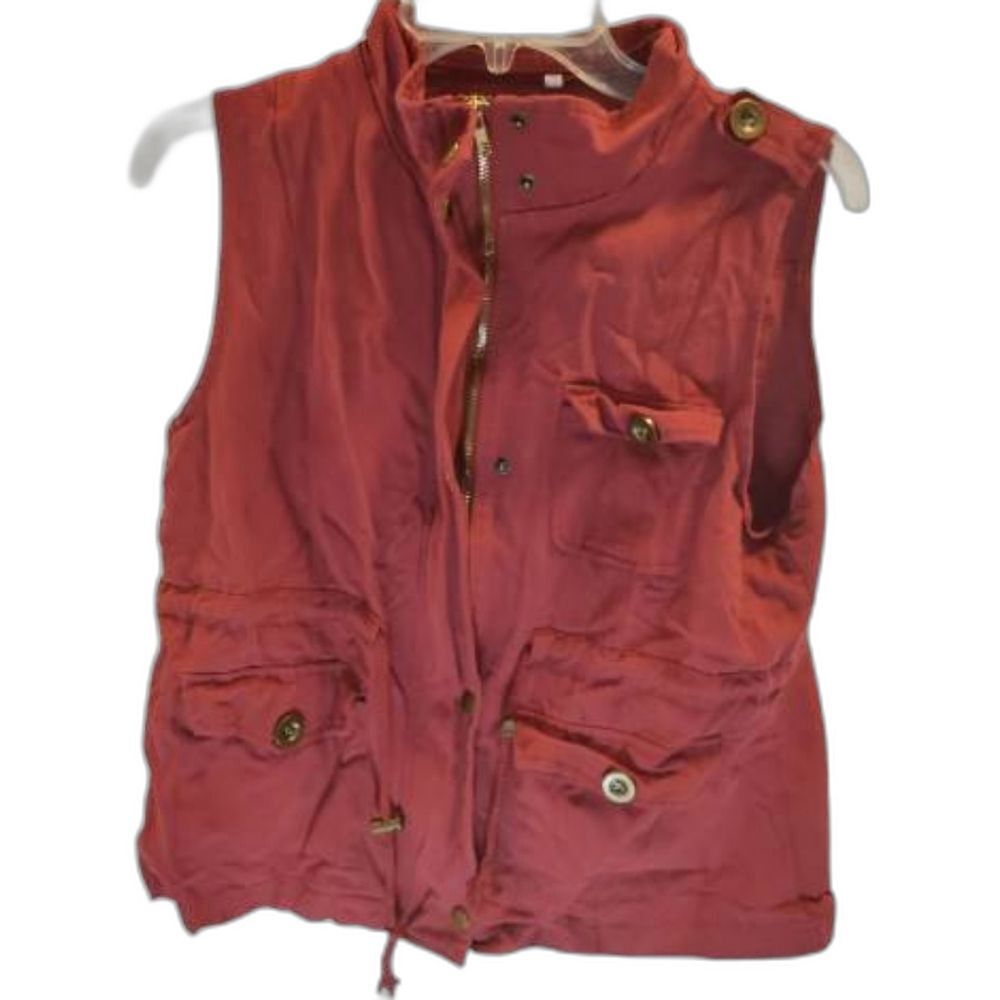 Red zip up vest women's size medium fall casual comfy
